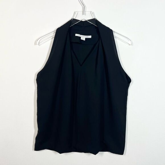 DVF Diane Von Furstenberg Women’s Size Small Black Reagan Draped Sleeveless Top - Picture 4 of 12